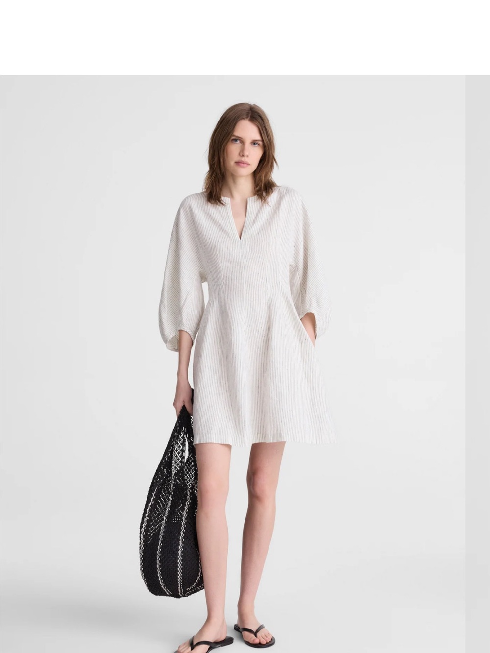 NWT Madewell Split-neck mini linen dress Sz 6 lighthouse